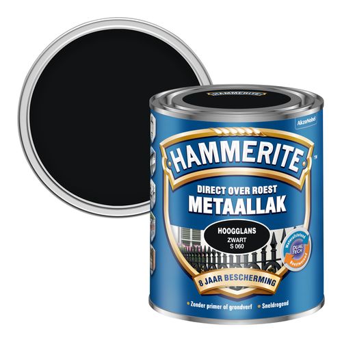 Hammerite Metaallak Zwart S060 Hoogglans 750ml