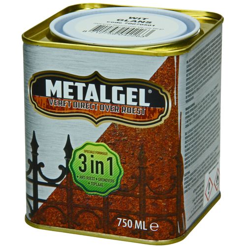 Metalgel Metaallak Wit Zijdeglans 750ml