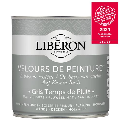 Libéron Muurverf Velours De Peinture Gris Temps De Pluie Fluweel Mat 500ml