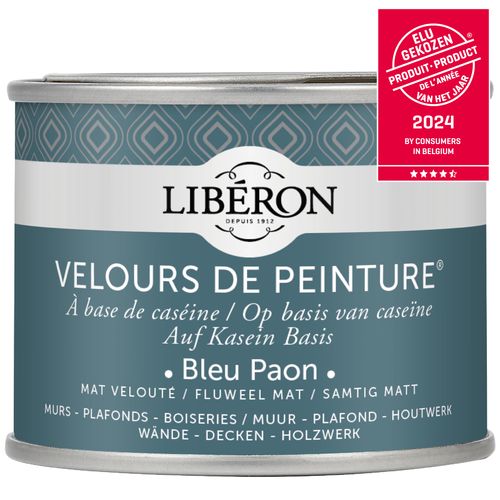 Libéron Muurverf Velours De Peinture Bleu Paon Fluweel Mat 125ml