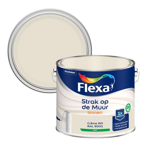 Flexa Muurverf Strak Op De Muur Mat Crème Wit Ral9001 2,5l