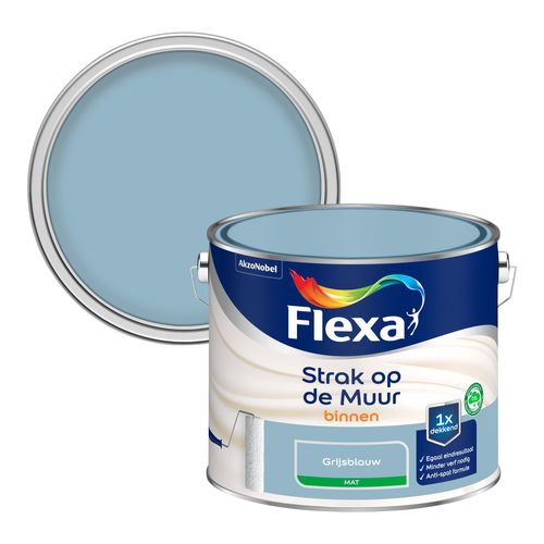 Flexa Muurverf Strak Op De Muur Mat Grijsblauw 2,5l