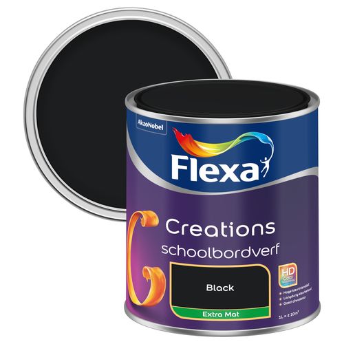Flexa Creations Muurverf Schoolbordverf True Black 4033 1 L