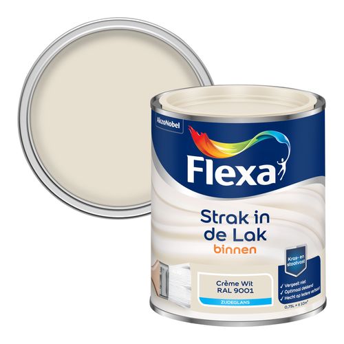Flexa Lak Strak De Lak Zijdeglans Crème Wit Ral9001 750ml