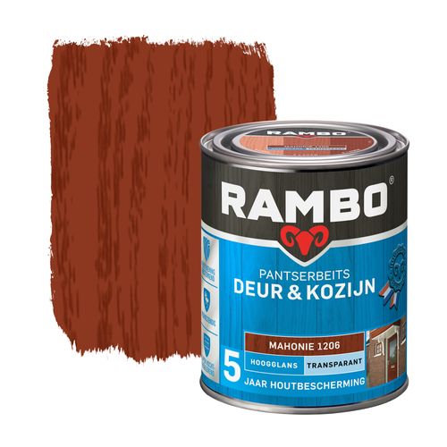 Rambo Pantserbeits Deur & Kozijn Transparant Hoogglans 1206 Mahoniehout 0,75 Ltr