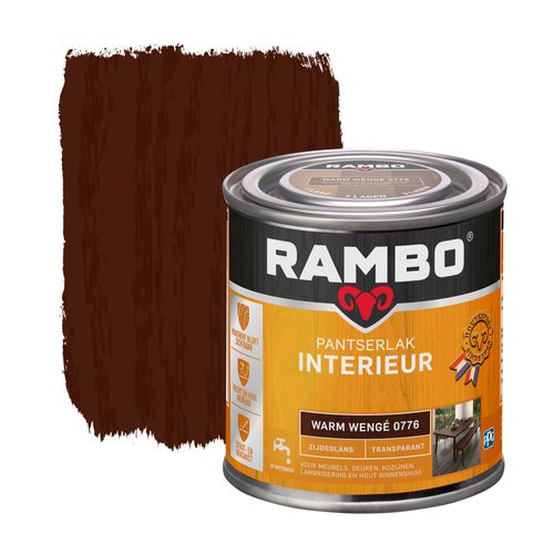 Rambo Pantserlak Interieur Transparant Zijdeglans 0776 Warmwengé 0,25l