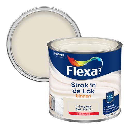 Flexa Strak In De Lak Hoogglans Crème Wit Ral9001 250ml